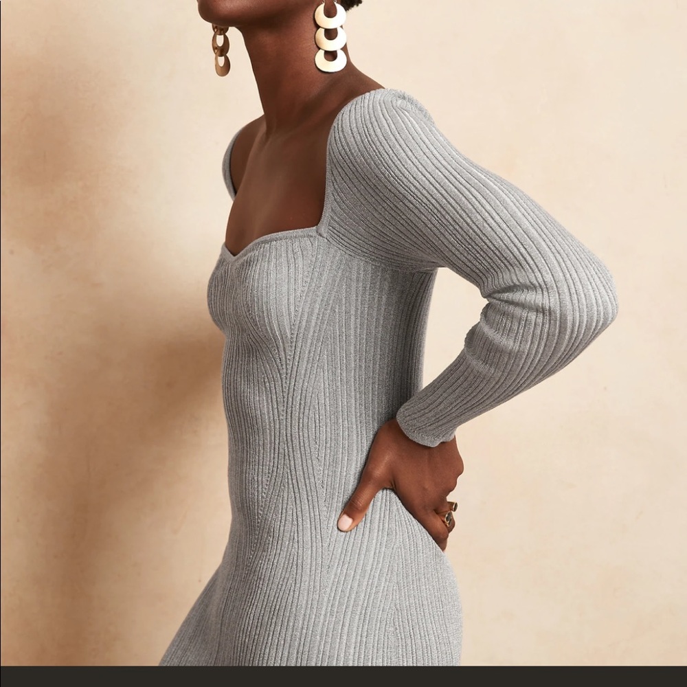 PETITE METALLIC SWEETHEART SWEATER DRESS